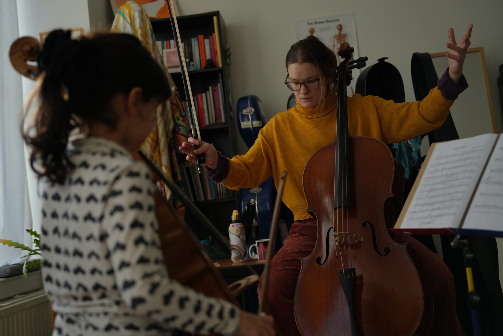 Cellist performing
